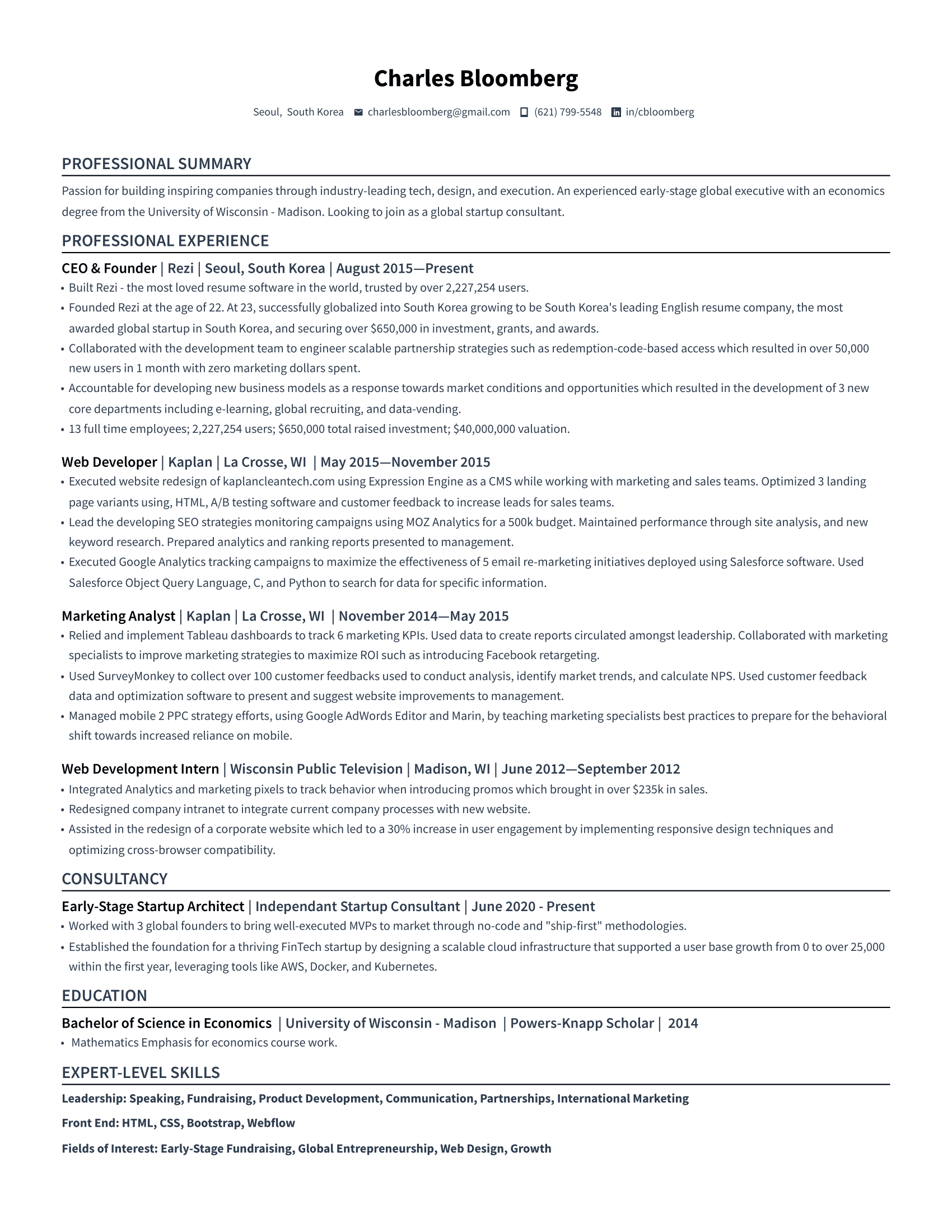 Maximum resume template preview