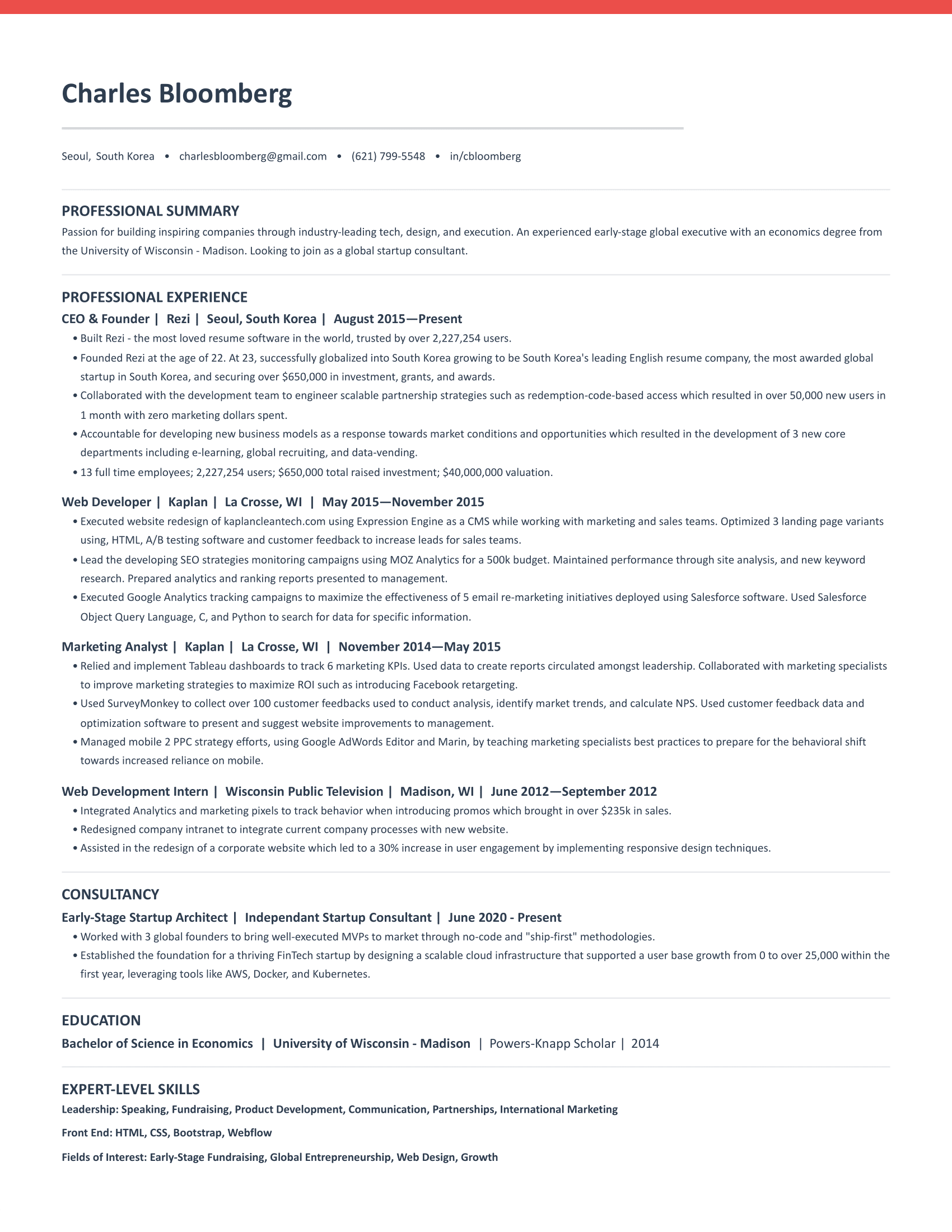 Accent resume template preview