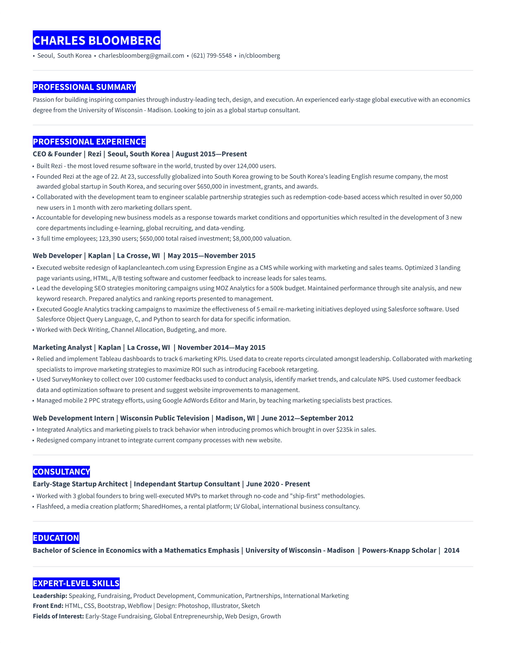 Highlight resume template preview